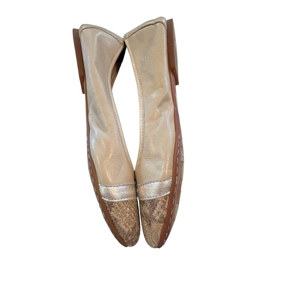 Born Leather Snakeskin Embossed Ballet Flats Tan Size 9.5 - Picture 4 of 12